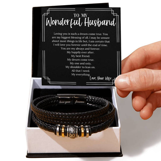 To My Wonderful Husband Love You Forever Bracelet Gifts for Him Gifts Just Because