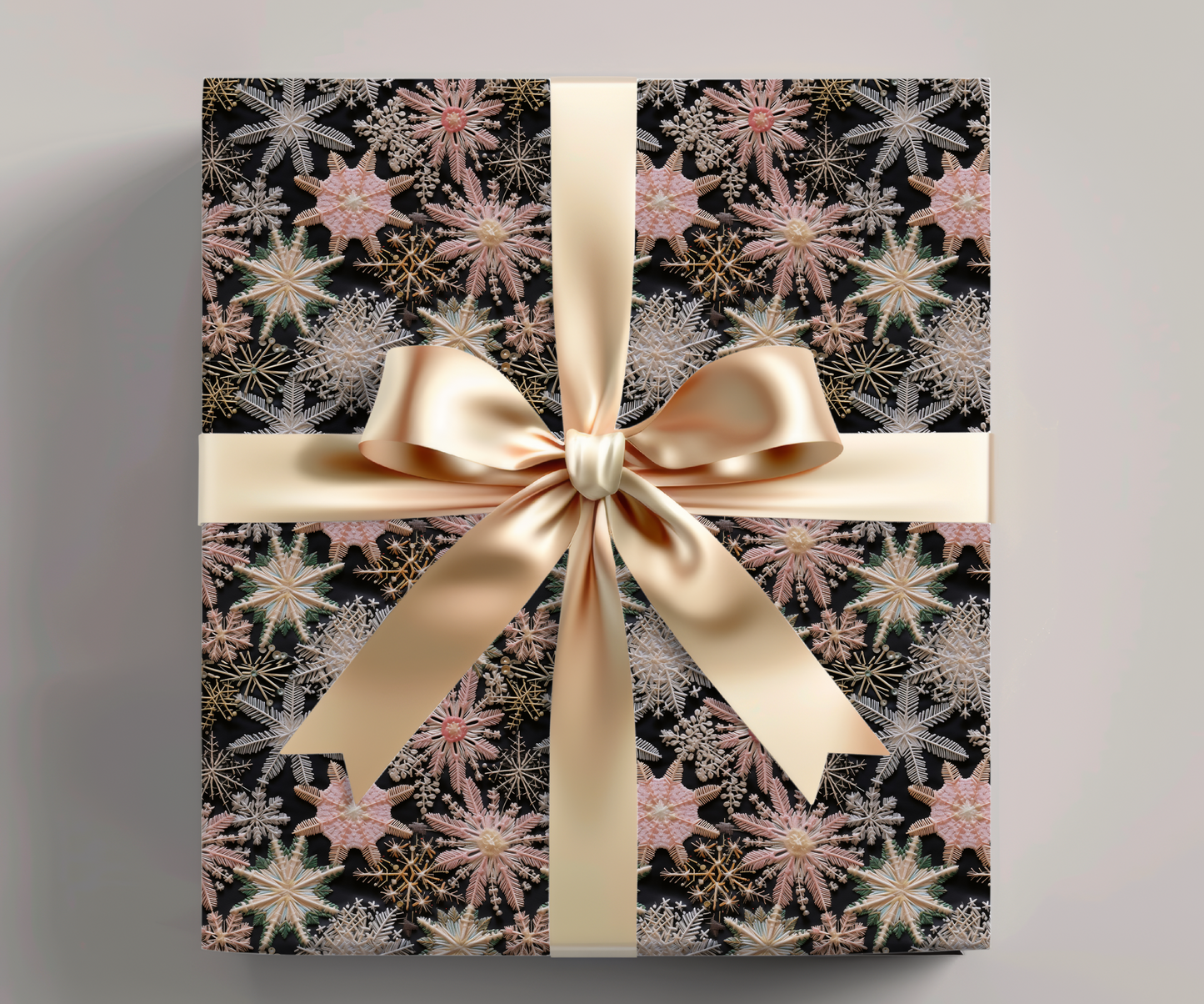 Elegant Embroidered Snowflakes Gift Wrap Wrapping Paper