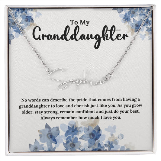 For My Granddaughter Signature Style Name Necklace Birthday Gift Idea for Her for Any Occasion