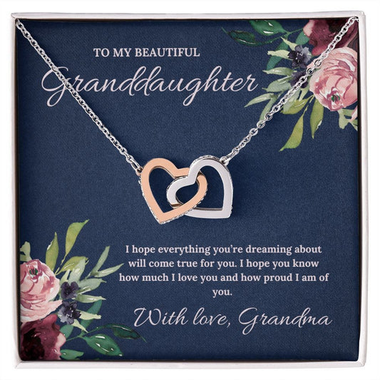 To My Beautiful Granddaughter - Interlocking Heart Necklace