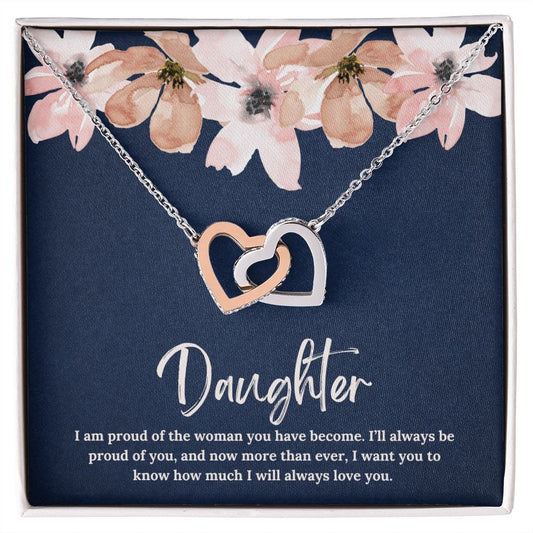 To My Daughter - Interlocking Heart Necklace